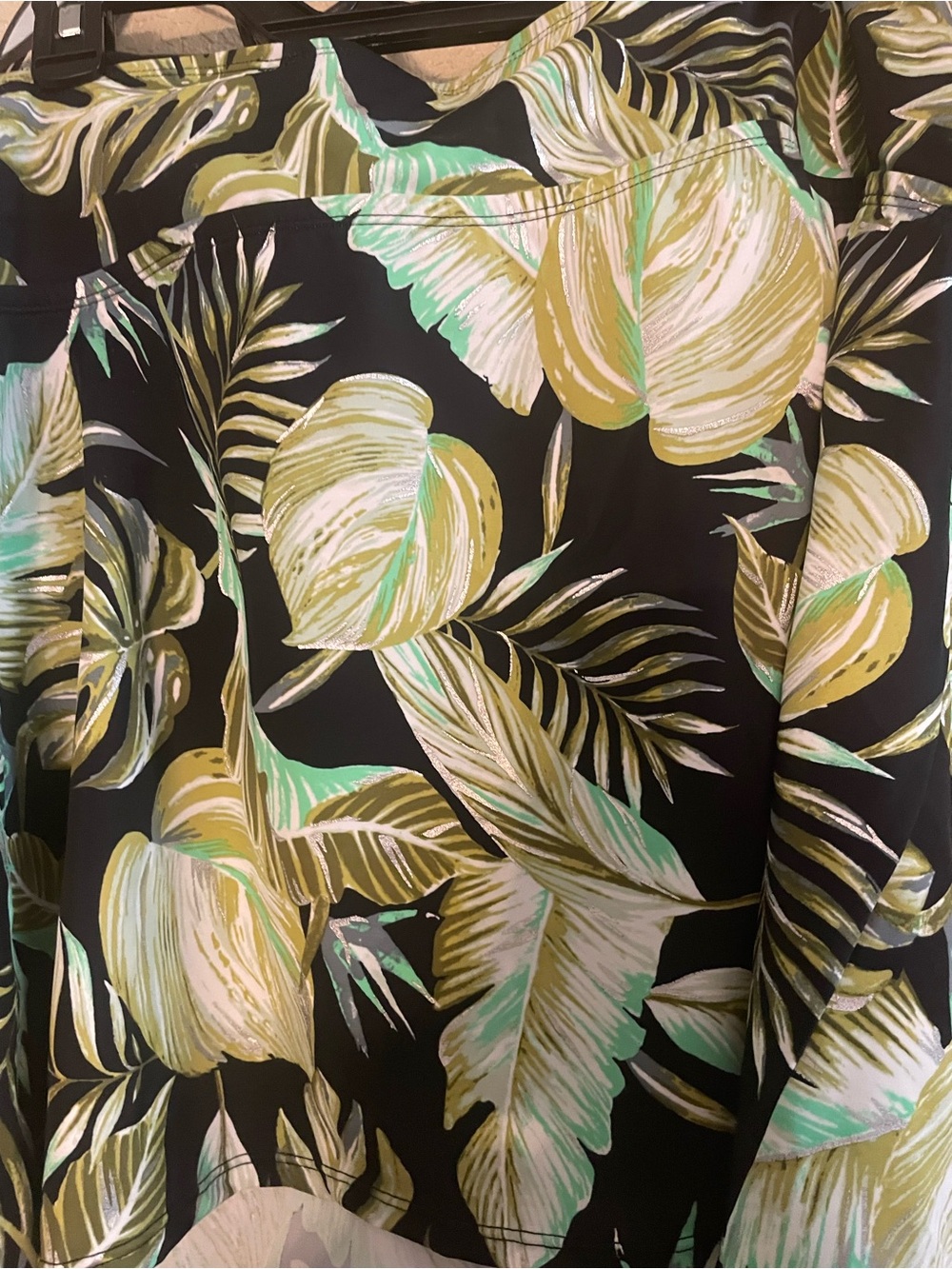 Avenue Black Tropical Leaf Strapless Swim Top with Green and Tan Accents - Picture 3 of 4